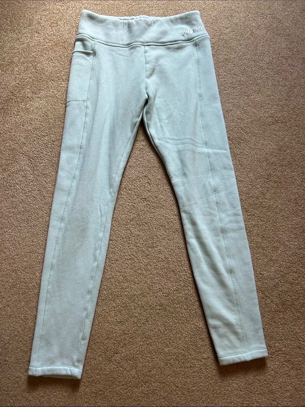 Justice girls light aqua cozy lined legging pants